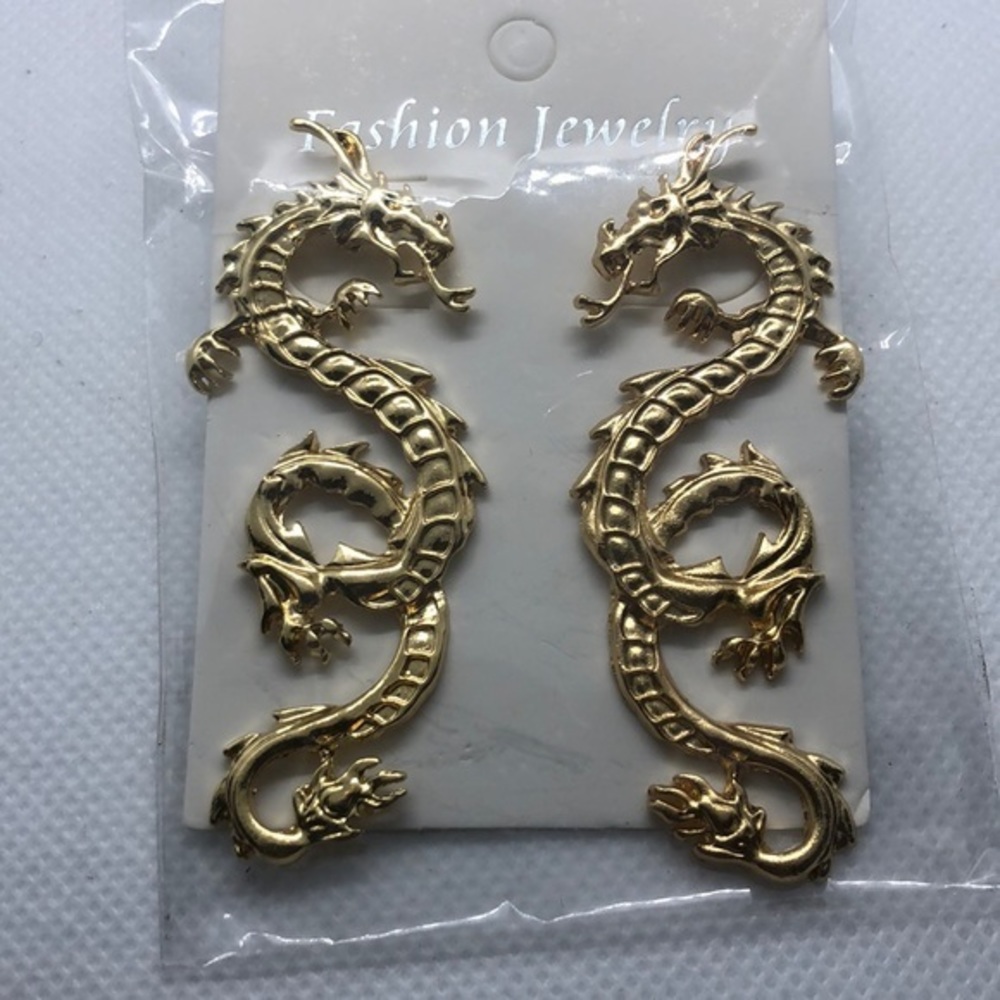 Gold toned Dragon earrings